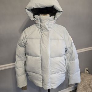 Canada Goose Pale Blue Quilted Hooded Puffer Jacket S